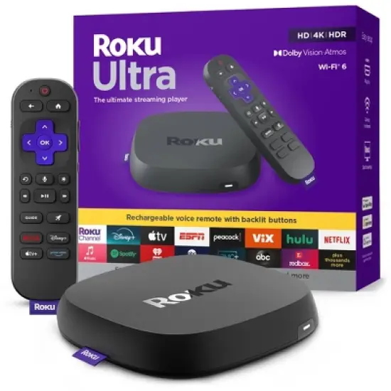 Roku Ultra 2024 Ultimate 4K Streaming Device with HDR10+, Dolby Vision & Atmos Bluetooth & Wi-Fi 6 Voice Remote Pro with Free & Live TV image {8}