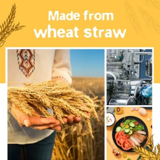 Itopfox 32-Piece Kitchen Plastic Wheat Straw Dinnerware Set, Service for 8, Unbreakable Dish Set - Dinner Plate, Dessert Plate, Cereal Bowl, Cup, image {6}