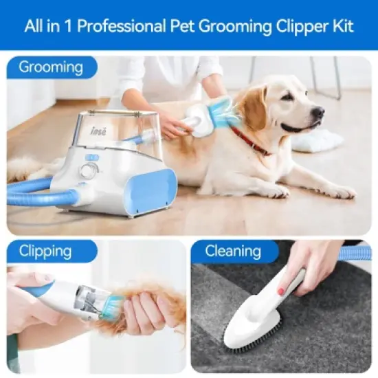INSE P30 Pet Grooming Vaccum & Kits, 4.5L Large Capacity Pet Grooming Vacuum Kit, 5-in-1 Ultra-Low Noise Pet Grooming Vacuum for Dogs, Cats image {1}