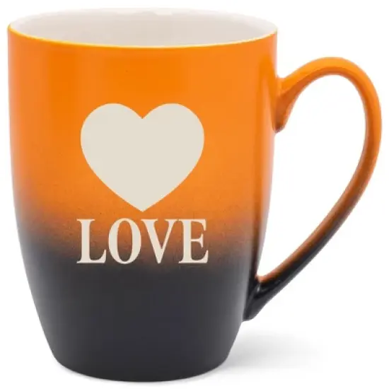 100 North Heart 10 Ounce Orange and Black Two Toned Ombre, Comfortably Fits Your Hands, Ceramic Tea Coffee Cup Mug, Love image {1}