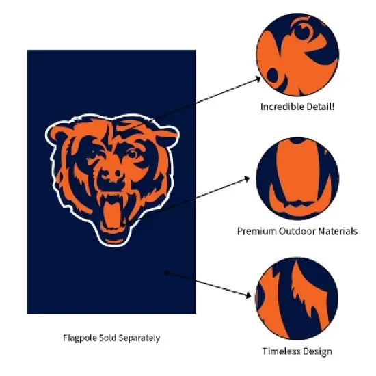 Evergreen NFL Chicago Bears Applique House Flag 28 x 44 Inches Outdoor Decor for Homes and Gardens image {4}