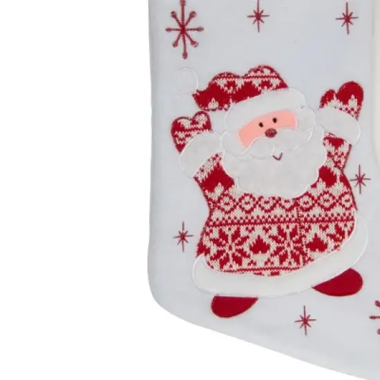 Northlight 19" Red and White "Let It Snow" Santa Claus Embroidered Christmas Stocking image {3}