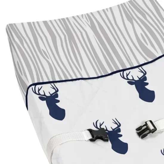 Sweet Jojo Designs Boy Changing Pad Cover Stag Navy Blue and White image {3}