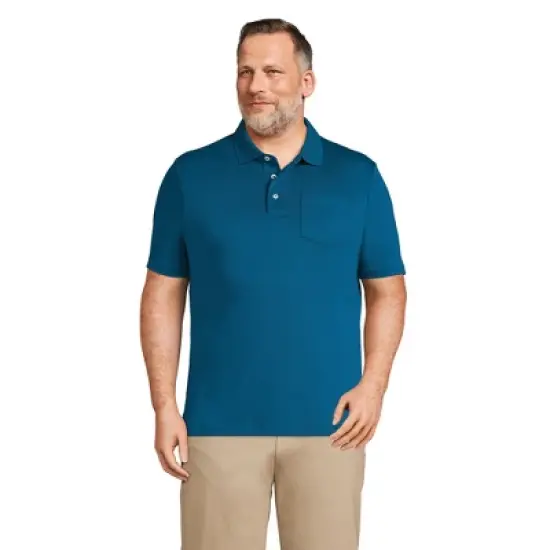 Lands' End Men's Short Sleeve Super Soft Supima Polo Shirt with Pocket image {9}