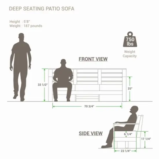 Cambridge Casual Logan Teak Wood Outdoor Sofa with Sunbrella Cast Shale Cushion: Weather-Resistant, 3-Seater Patio Furniture image {12}