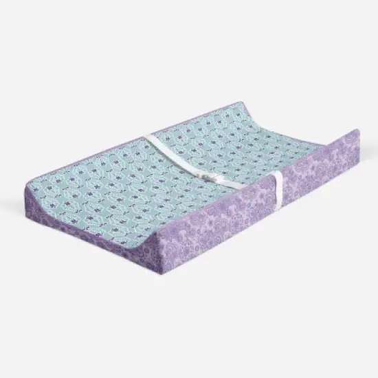 Bacati - Isabella Paisley Aqua/Lilac/Purple Floret Changing Pad Cover image {1}