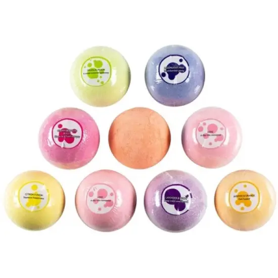 Freida & Joe Happy Day Fizzers Fragrances 9 Pieces Bath Bomb Gift Set image {1}