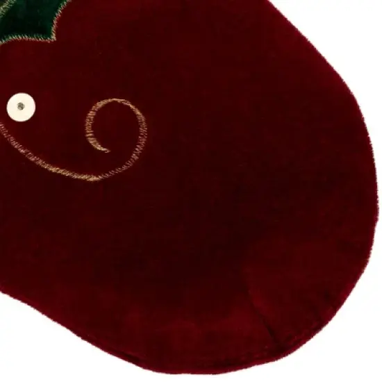 Northlight 21" Red and Green Holly Embroidered Velvet Christmas Stocking image {4}