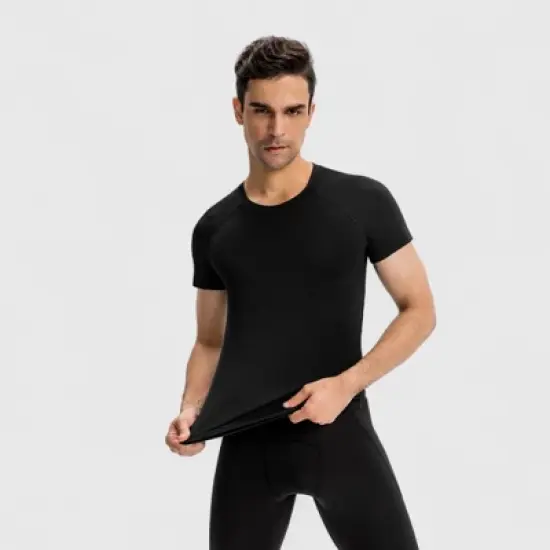 Anna-Kaci Active Men's Short Sleeve Compression Top with Moisture-Wicking Stretch Fabric for Performance and Training image {1}