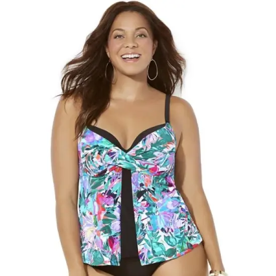 Swimsuits for All Women&rsquo;s Plus Size Faux Flyaway Underwire Tankini Top image {6}