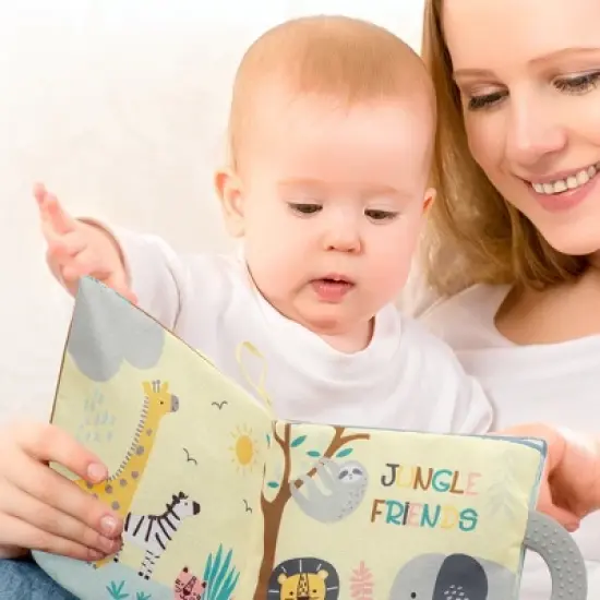 Lambs & Ivy Jungle Friends Developmental Soft Book & Elephant Plush Toy Gift Set image {4}