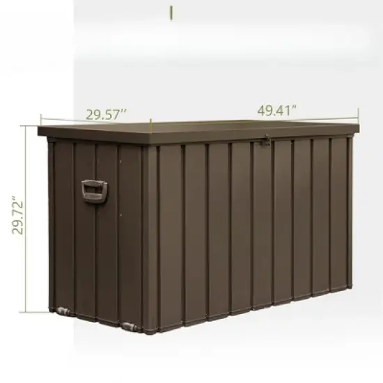 DSVIMOY 160GAL Outdoor Storage Deck Box with 4 Wheels, Large Patio Storage Bin for Outside Cushions, Brown, 49.41"*29.57"*29.72" image {1}
