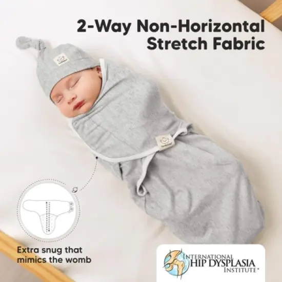 3-Pack Organic Swaddle Sleep Sacks Baby with Knot Hats, Newborn Premies Swaddles Wrap 0-3 Months, Ergonomic Wearable Blanket image {4}