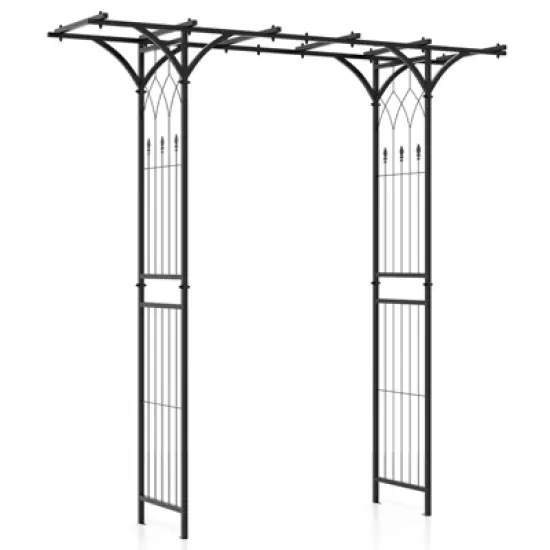 Tobuy Garden Arbor Decorative Metal Garden Arch w/ Trellises for Climbing Plant Vine Rose image {10}