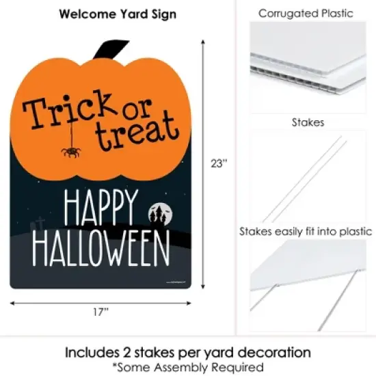 Big Dot of Happiness Trick or Treat - Outdoor Halloween Decorations - Happy Halloween Yard Sign - Welcome Yard Sign image {6}
