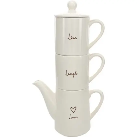 Live, Laugh, Love Tea for Two Set (15 oz Teapot with 2 - 8 oz Cups) image {8}