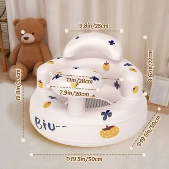 BabyBond Inflatable Baby Seat for Babies 3-36 Months, Baby Floor Seats for Sitting Up,Blow Up Baby Chair with Built in Air Pump,Pumpkin image {6}