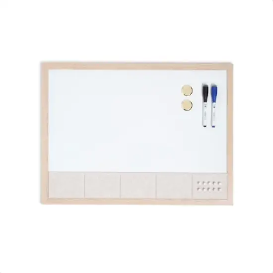 U Brands 17"x23" Thin MDF Frame Dry Erase Combo with Molded Felt Bulletin Value Pack Natural/Beige image {6}