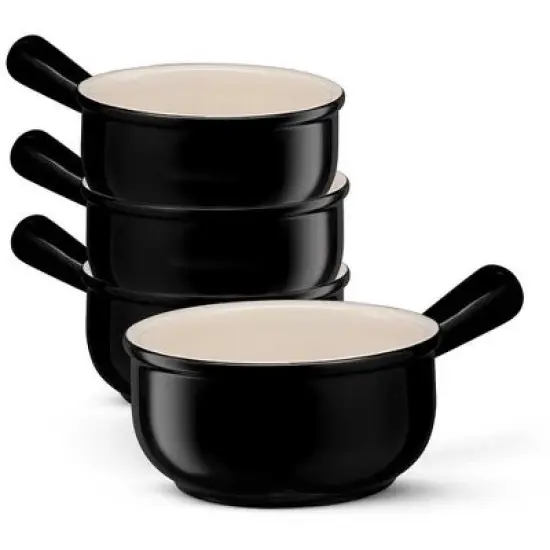 Kook French Onion Soup Crocks, Ceramic Bowls, 18 oz, Set of 4 image {3}