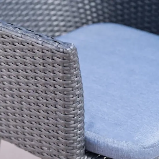 Iona 3pc Wicker Chat Set - Gray/Mixed Black - Christopher Knight Home image {2}