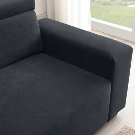 87" Velvet 2-Seater Sectional Sofa with Multi-Angle Adjustable Headrest - ModernLuxe image {11}