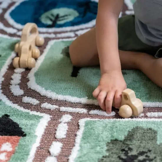 JumpOff Jo &ndash; Kids Carpet, Play Rug Playmat, Soft and Textured 3D Interactive with Roads for Cars and Toys, for Playroom &ndash; 39 x 59 in. image {4}