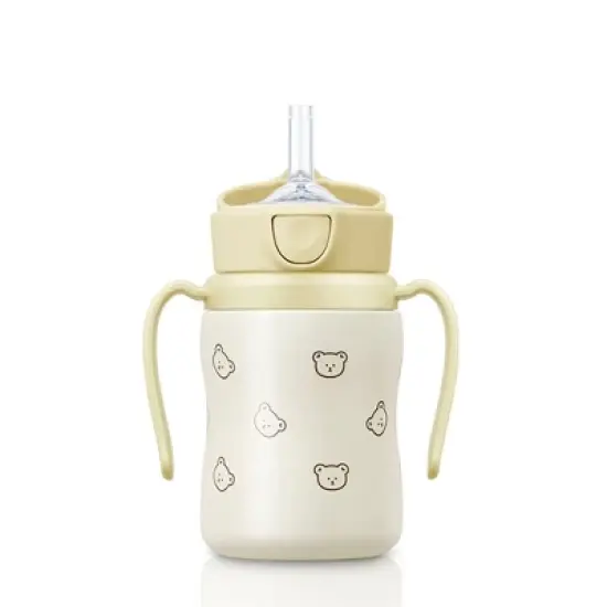 Grosmimi Stainless Steel Straw Cup with Flip Top - 6oz (200ml) image {5}