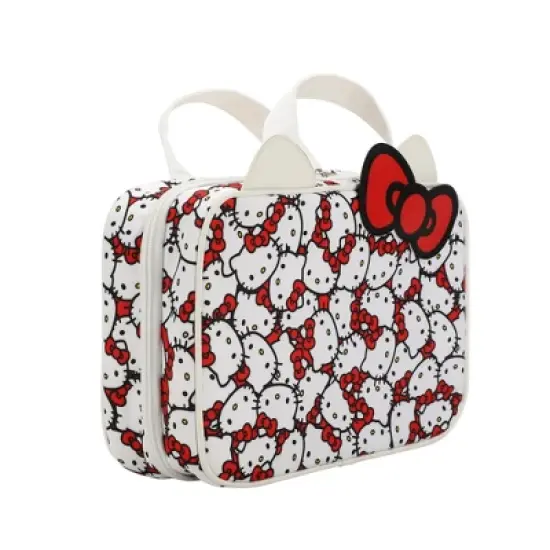 Hello Kitty Foldable Hanging Toiletry Travel Bag Cosmetic Case With 3D Bow image {1}