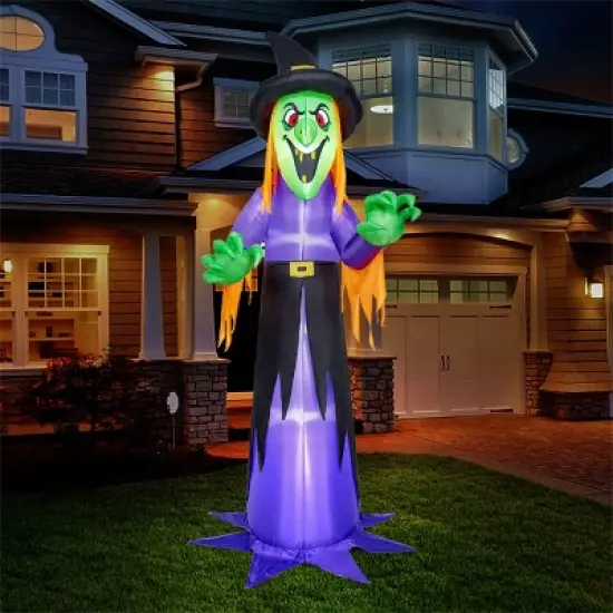 Joyfy 12 FT Tall Halloween Inflatable Witch with Built-in LED for Outdoor Decoration, Halloween Indoor Yard, Garden, Lawn Holiday Party Decoration image {3}