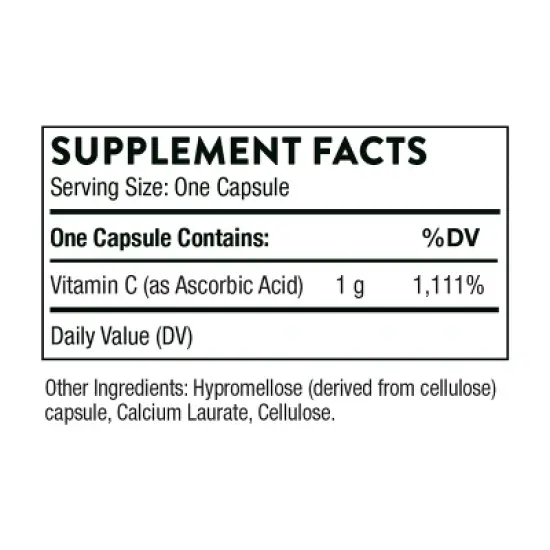 THORNE Ascorbic Acid - 1000 mg Vitamin C Supplement - Supports Healthy Immune Response, Collagen Formation, and Antioxidant Support*  - 60 Capsules image {1}