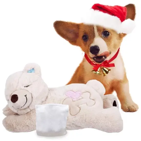 Allforpaws Puppy Soothing Warm Bear Comfort Dog Sleep Aid Plush Toy, Suitable as Pet Gift for Christmas, Thanksgiving image {6}