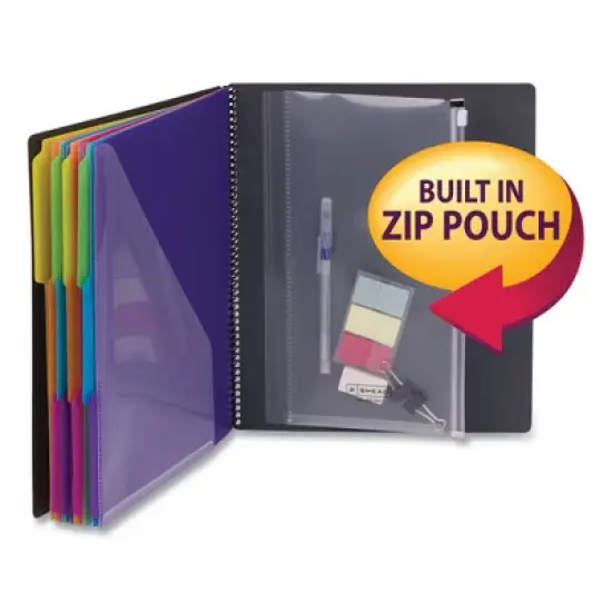 Smead Poly Project Organizer, 24 Letter-Size Sleeves, Gray with Bright Pockets image {1}
