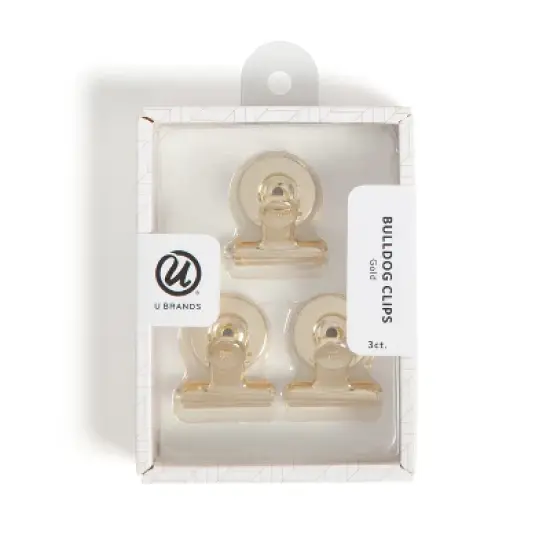 U Brands 3ct Magnetic Bulldog Clips Gold: Fridge & Locker Magnets, Metal Stationery Clips, Office Fasteners image {2}