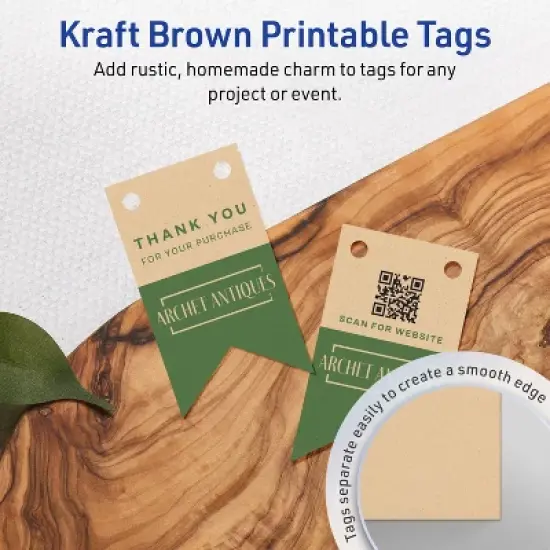Avery Banner Flag Tags, 2" x 3-1/2", Kraft Brown, 80 Total image {2}