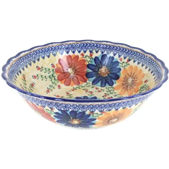 Blue Rose Polish Pottery 204 Vena Large Serving Bowl image {4}