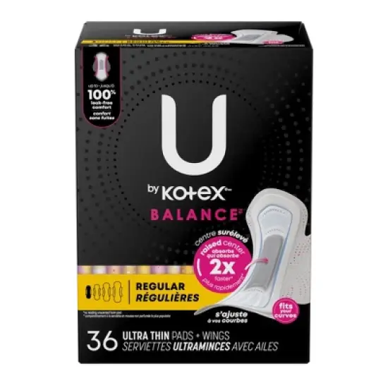 U by Kotex Balance Ultra Thin Regular Pads with Wings - Unscented image {1}