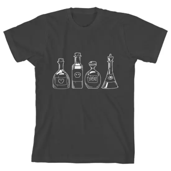 Kids Halloween Apothecary Bottles Youth Charcoal Short Sleeve Crew Neck Tee image {4}