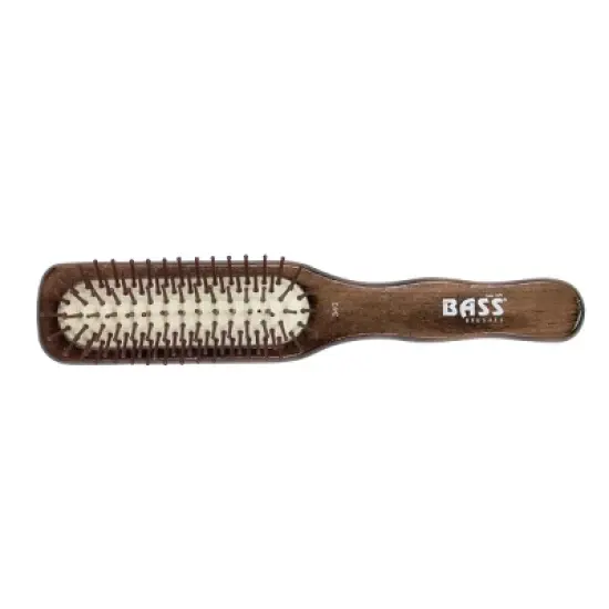 Bass Brushes 3 Series Style & Detangle Men's Hair Brush with Nylon Pin Solid Beech Wood Handle 7 Row Espresso image {5}