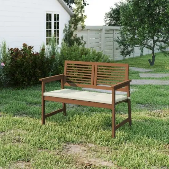 HOMLUX Outdoor 2-Seat Garden Bench Porch Chair with Removable Cushion, Weatherproof image {2}