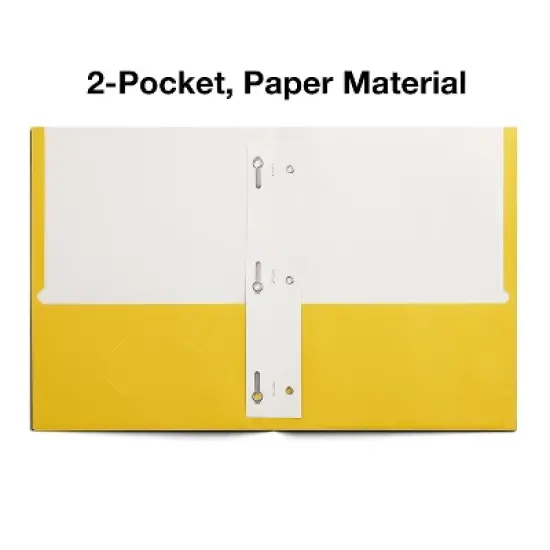 Staples School Grade 2 Pocket Folder with Fasteners Yellow 25/Box 27546-CC image {2}