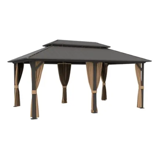 YARDSIGHT Hardtop Gazebo, Aluminum Frame Permanent Pavilion with Curtains and Netting,Double Roof,Designed for Garden, Lawns, Patio image {17}