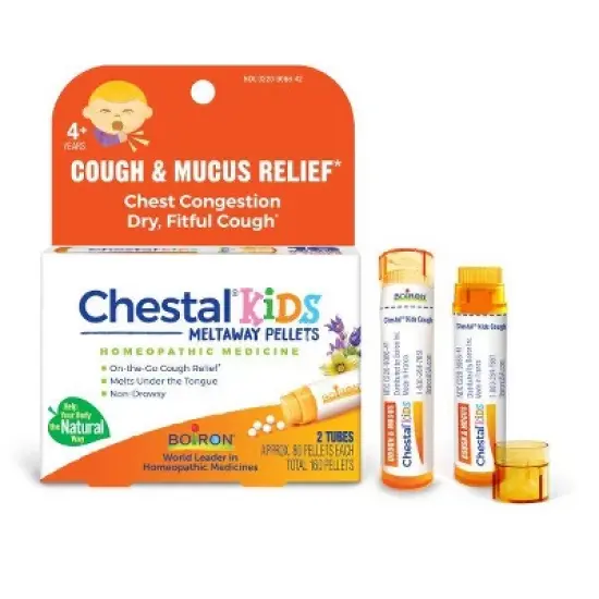 Chestal Kids Pellets 2 MDT by Boiron Homeopathic Medicine For Cough & Mucus Relief  -  2 Tubes Pellet image {12}