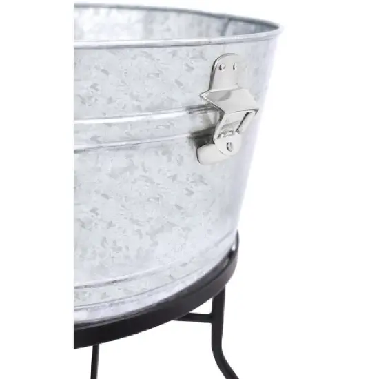BirdRock Home 19Gal Galvanized Beverage Tub with Stand - Indoor & Outdoor - Silver image {2}