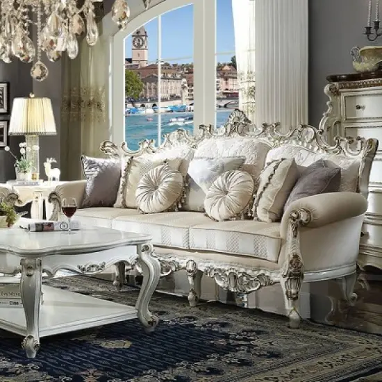 84" Picardy Li Fabric Sofa Antique Pearl - Acme Furniture image {1}