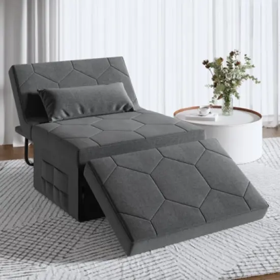 4 in 1 Sleeper Chair, Convertible Sleeper Sofa with Ottoman, Adjustable Backrest image {6}
