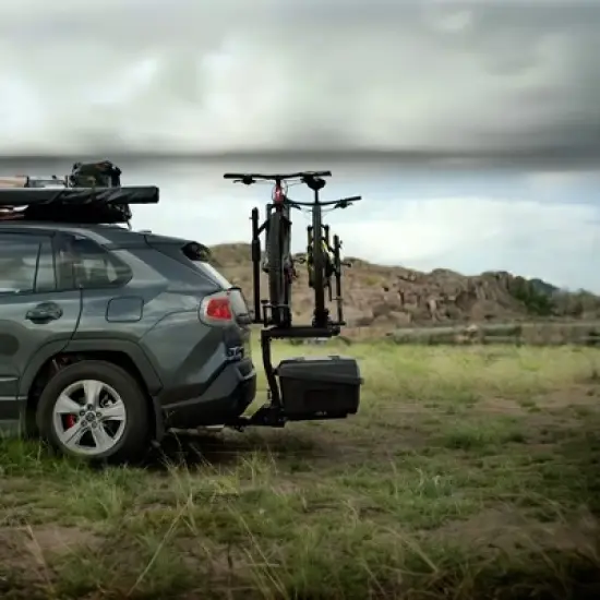 Yakima EXO TopShelf Second Level Hitch Base Rack Storage System 180 Degree Rotation Vehicle Attachment and 2 EXO Accessories SKS Locks, 2 Pack, Black image {3}