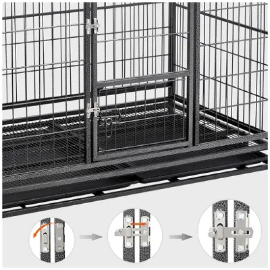 Yaheetech Rolling Dog Crate Metal Large Dog Cage Black image {4}