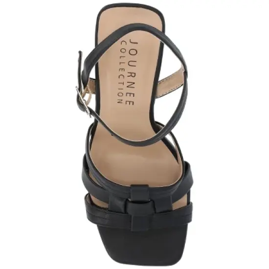 Journee Collection Womens Gibssen Ankle Strap Covered Block Heel Sandals image {3}