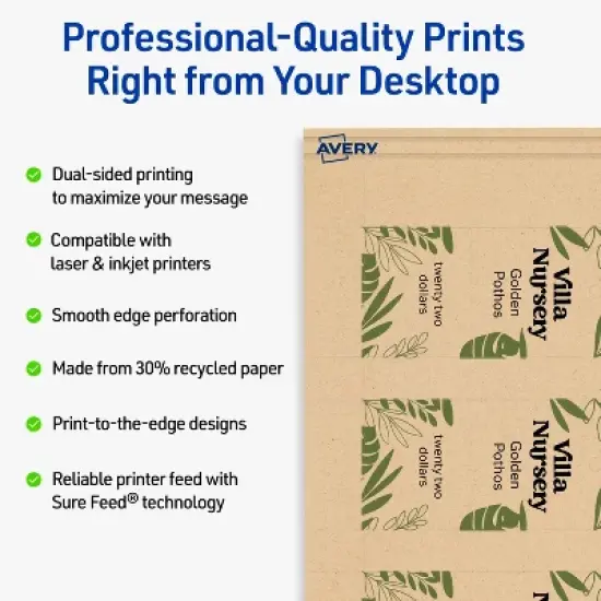 Avery Perforated Price Tags, 1-1/2" x 3", Kraft Brown, 100 Total image {1}