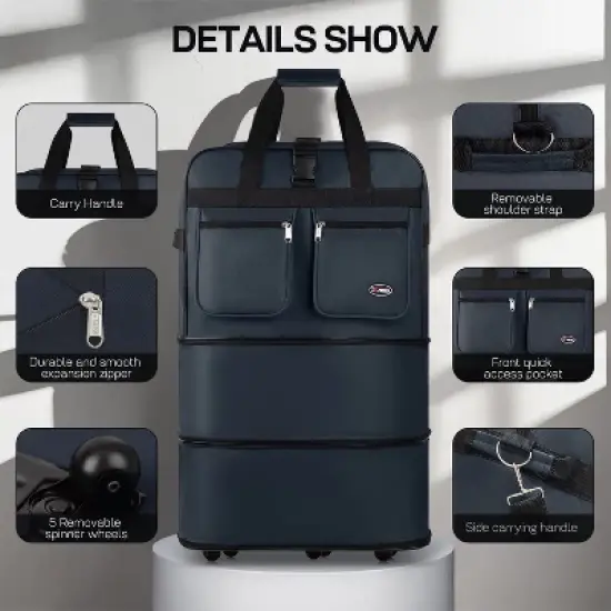 New York Xpress Expandable Collapsible Foldable Luggage Bag with Universal Wheels and Grab Handle 30" 36" 40" image {11}